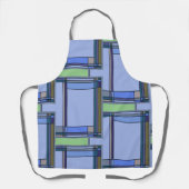 Kunst en ambachtslieden Blauw Geometrisch Schort (Voorkant)