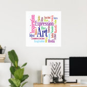 Kunst en Creativiteitskunst Word Cloud Inspiratie  Poster (Thuiskantoor)