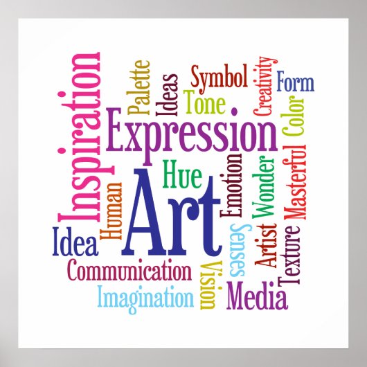Kunst en Creativiteitskunst Word Cloud Inspiratie  Poster (Voorkant)