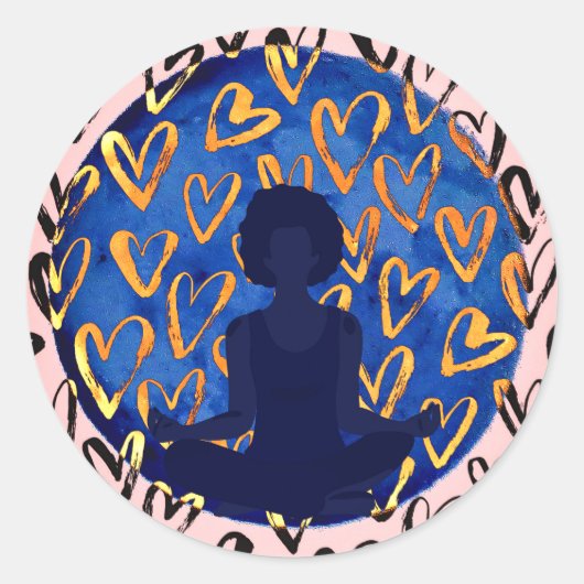 Kunst en vrouw in Yoga Pose Ronde Sticker (Voorkant)