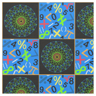 Kunst en Wiskunde, blauw Stof