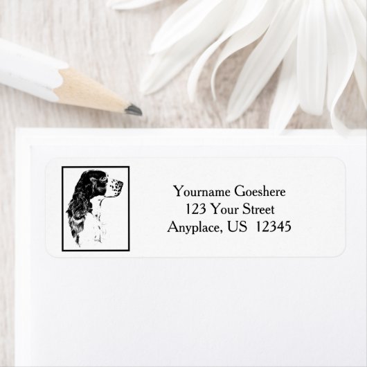 kunst Engels Springer Spaniel Dog-adres Etiket (Insitu)