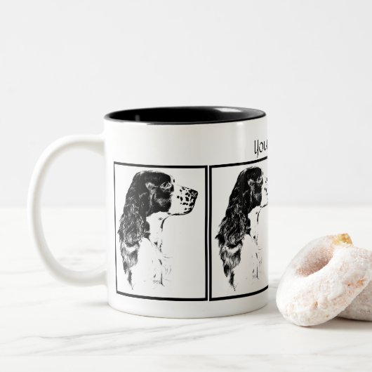  kunst Engels Springer Spaniel Tweekleurige Koffiemok (Met donut)