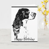  Kunst Engels Springer Spaniel Verjaardag Kaart (Gele Bloem)