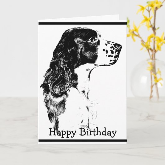  Kunst Engels Springer Spaniel Verjaardag Kaart (Gele Bloem)
