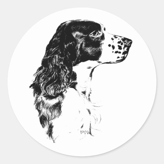  kunst Engelse Springer Spaniel Dog Ronde Sticker (Voorkant)