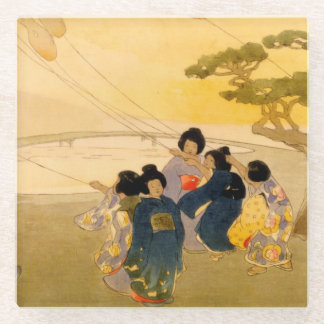 kunst, fijn, klassiek, Bertha, Boynton, Lum, Japan Glazen Onderzetter