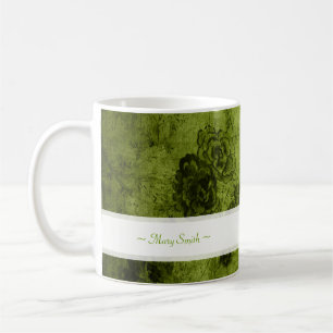 kunst Floral Motive - Aangepaste naam Groen Koffiemok