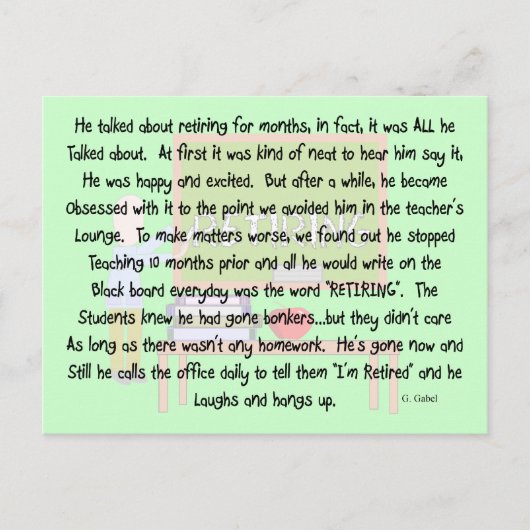 Kunst "Geobsedeerd door het retieren" van de leraa Briefkaart (Voorkant)