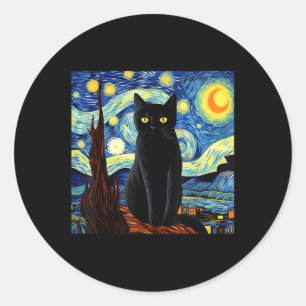 Kunst Grappig Zwarte Kat Schilderij Kunstenaar Van Ronde Sticker