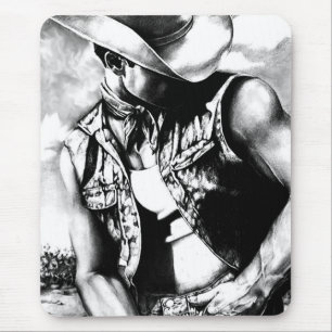 Kunst hand-getrokken masculine westerne cowboy coo muismat