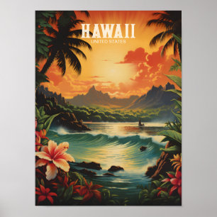 kunst Hawaii Beach Hawaiian Travel Poster