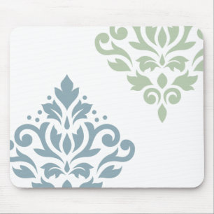 Kunst I van het Damast van de rol Blauwgroen Wit Muismat