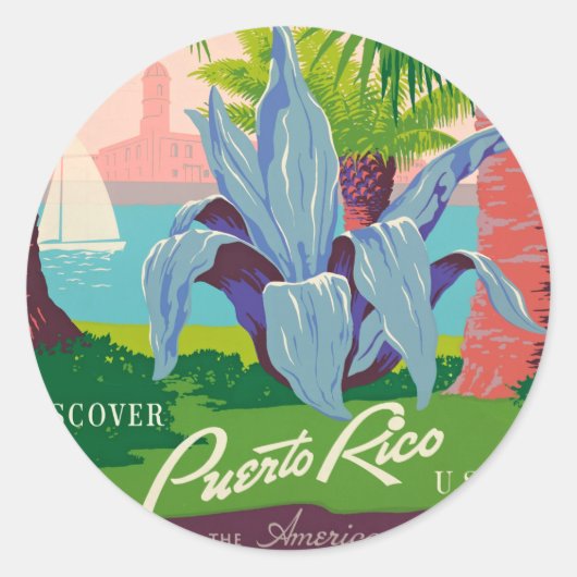 kunst in de reiskunst van Puerto Rico Ronde Sticker (Voorkant)