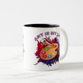 Kunst is mijn leven tweekleurige koffiemok (Voorkant rechts)