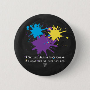 Kunst is niet goedkoop ronde button 5,7 cm
