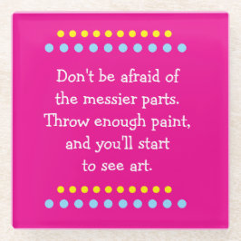 Kunst is rommelig glazen onderzetter