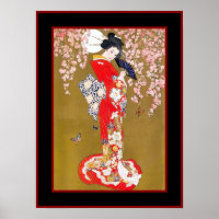 Kunst Japanse Geisha Dame Vintage Poster