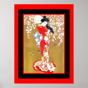 Kunst Japanse Geisha Dame Vintage Poster 2