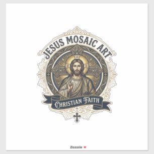 Kunst Jezus Mozaïek Jezus Mozaïek Kunst Christelij Sticker