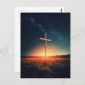 Kunst jezuskruis met sterrenhemel briefkaart (Voorkant / Achterkant)