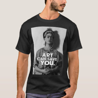 Kunst kan je redden Frida kahlo kunst bloem cadeau T-shirt