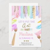 Kunst meisje verjaardagsuitnodiging, kunstfeest ui kaart (Voorkant / Achterkant)