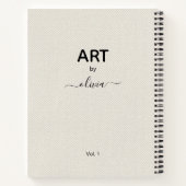 Kunst met aangepaste naam Beige Faux Canvas Notitieboek (Achterkant)