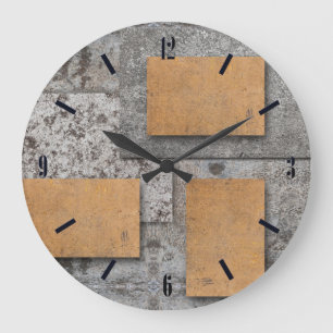 Kunst met beton, abstracte muurklok grote klok