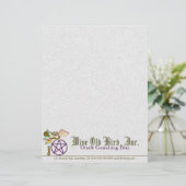 Kunst met boomgaard, draak en pentakel briefhoofd (Staand voorkant)