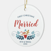 Kunst met de eerste kerstman, gepersonaliseerde ke keramisch ornament (Links)