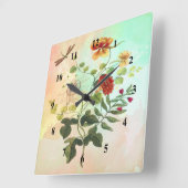 Kunst met  flora-flessenillustraties vierkante klok (Hoek)