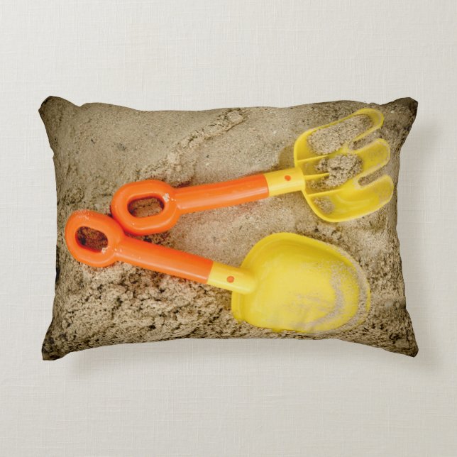 Kunst met gele en Oranje zand- en zandspiering Accent Kussen (Voorkant)