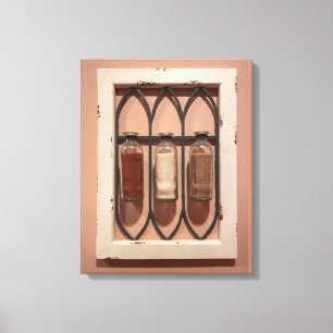 Kunst met glazen zandflessen canvas afdruk