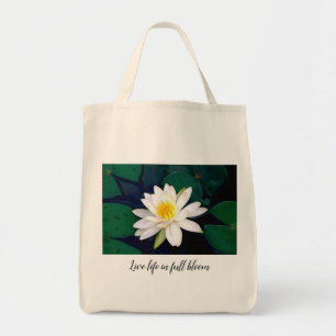 Kunst met Heather white water lily grocery tas