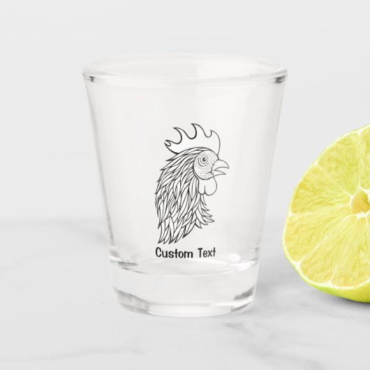 Kunst met hoofdlijn van Rooster Shot Glas (Voorkant)