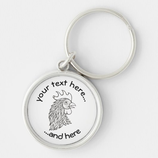 Kunst met hoofdlijn van Rooster Sleutelhanger (Voorkant)
