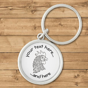 Kunst met hoofdlijn van Rooster Sleutelhanger