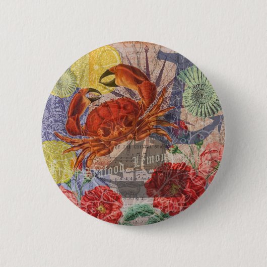 Kunst met krabben ronde button 5,7 cm (Voorkant)