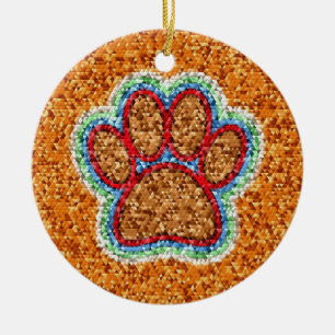 Kunst met lage poly Dog Paw Keramisch Ornament