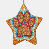 Kunst met lage poly Dog Paw Keramisch Ornament (Links)