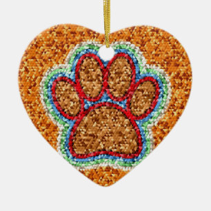 Kunst met lage poly Dog Paw Keramisch Ornament