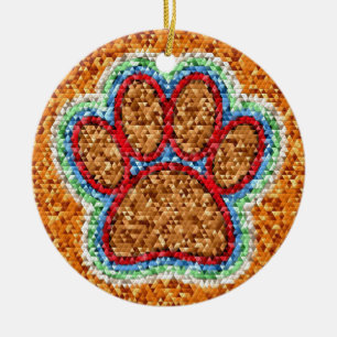 Kunst met lage poly Dog Paw Keramisch Ornament