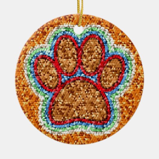 Kunst met lage poly Dog Paw Keramisch Ornament (Voorkant)