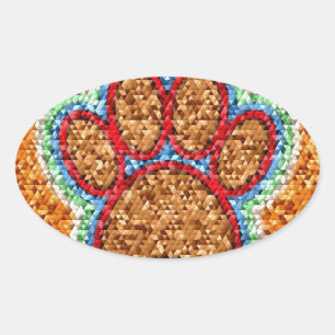 Kunst met lage poly Dog Paw Ovale Sticker