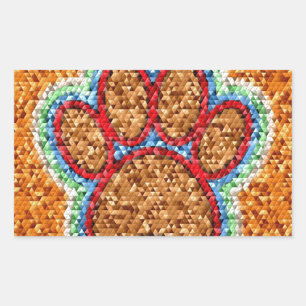 Kunst met lage poly Dog Paw Rechthoekige Sticker