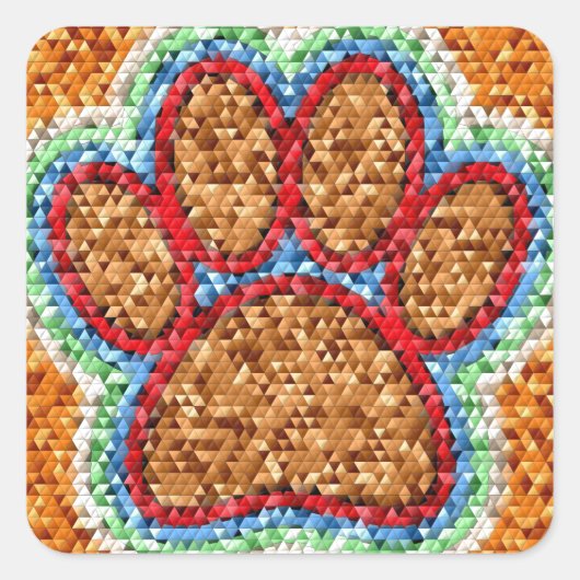 Kunst met lage poly Dog Paw Vierkante Sticker (Voorkant)