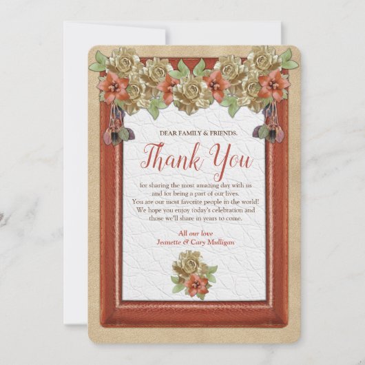 Kunst met leder en suede Textuur Dank u Kaart (Voorkant)