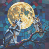 Kunst met mozaïek van wolf en uil sticker (Voorkant)