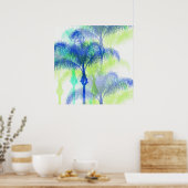 Kunst met palmboomklep poster (Keuken)
